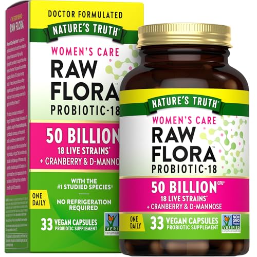 Raw Flora Probiotics for Women | 50 Billion CFU | 33 Capsules