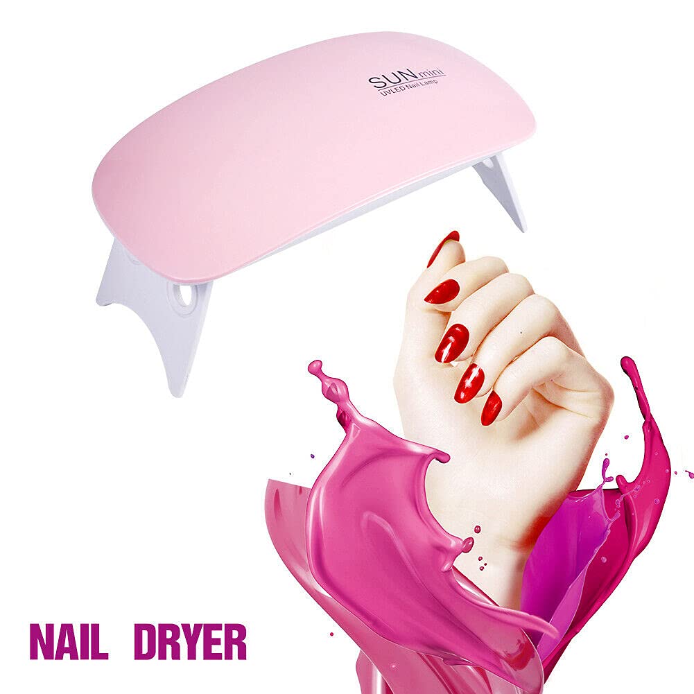6W LED UV Light Dryer for Nails Gel Polish with 6PCS Lamp Beads Timer Setting, Professional Nail Light