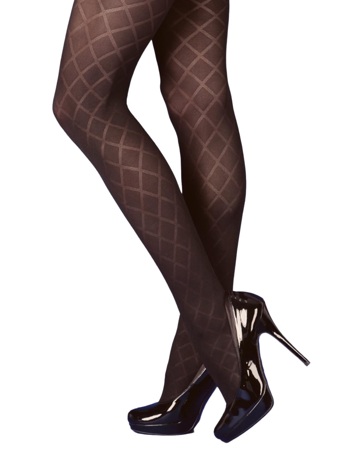 Undercover Ladies Diamond Opaque Tights - Black - Large