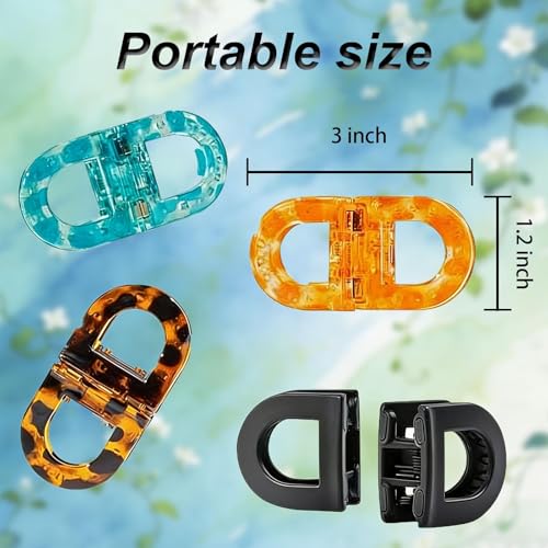 Image of 2 Pcs Hair Clutchers for Women, Magnetic Hair Clip, 2-in-1 Section Clips for Hair Styling, Daily Use and Professional Salon Clutcher Hair Accessories, Black Brown Print Hair Claw Clips (Orange and Brown Leopard)