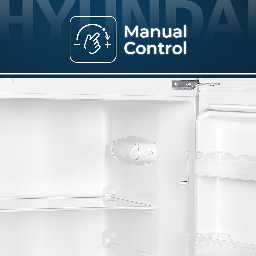 Hyundai Frigorífico Estandar Blanco, 2 Puertas HFG14355E01, Capacidad 206 Litros, Cíclica, Bajo Nivel Sonoro, Puerta Reversible, Clasificación Energética E