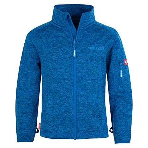 Trollkids Kinder Fleece-Jacke Jondalen, Mittelblau, Größe 110 Cover