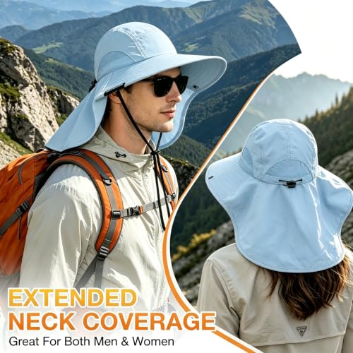 Image of Solaris Sun Hat with Neck Flap, UPF 50 Sun Protection Lightweight Sun Cap for Men Women, Wide Brim Hat for Fishing Hiking