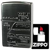 ジッポー(Zippo) オイルライター フリント 特製ステッカー付き シリアルナンバー入り 限定 黒 GT-R スカイライン 車 日産 NISSAN BNR34 BK