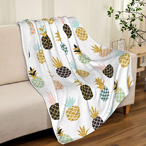 Cute Pineapple Stylish Glitter Throw Blanket Super Soft Warm Bed Blankets For Couch Bedroom Sofa Office Car, All Season Cozy Flannel Plush Blanket For Girls Boys Adults, 60 X 40 Inch #TOP1