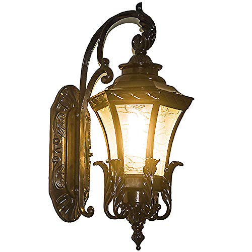 Outdoor/Indoor Waterproof Painted Aluminum Alloy Garden Wall Sconces Villa Gate Balcony Moisture proof Balcony Wall Lights Corridor Wall Lighting Fixtures (Black, Large) Cover