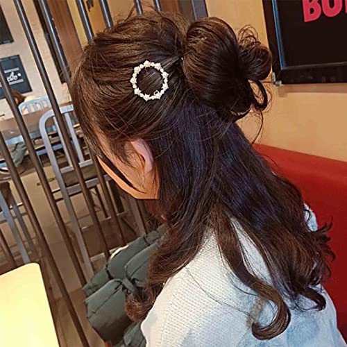 Boho Perle Kreis Haarspange Gold Perle Haarspange Vintage Runde Haarklemme Dekorative Bobby Pin Geometrie Haarschmuck für Frauen und Mädchen Geschenke