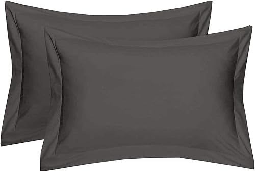 Vista 14 de Crown Collection Juego de 2 fundas de almohada cuadradas europeas sólidas, hipoalergénicas, de 500 hilos, 100% algodón egipcio, fundas de almohada