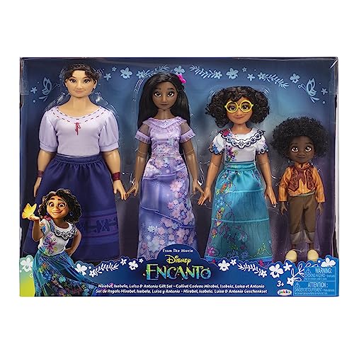 Disney Encanto – Pack de Muñecas Fashion de la Película Encanto – Luisa, Isabela, Mirabel y Antonio de Hasta 25 cm – Juguete Niños 3 Años +