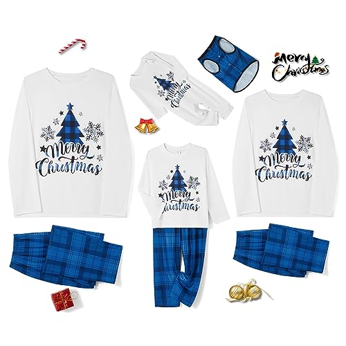 Awoscut Christmas Family Matching Pajamas Sets Christmas Pj'S Letter Print Top And Plaid Pants Jammies Sleepwear thumb #2