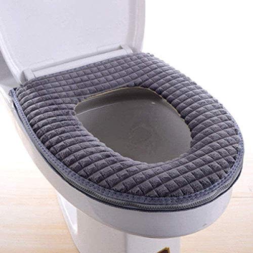 2 Stk. Weicher Badezimmer-Toilettensitzbezug, Toilettensitzkissen Badezimmerzubehör Toilettensitzbezug Weicher, warmer Plüsch Winter-Toilettenbezug-Sitz Halten Sie den weichen, weichen und warmen – Bild 3