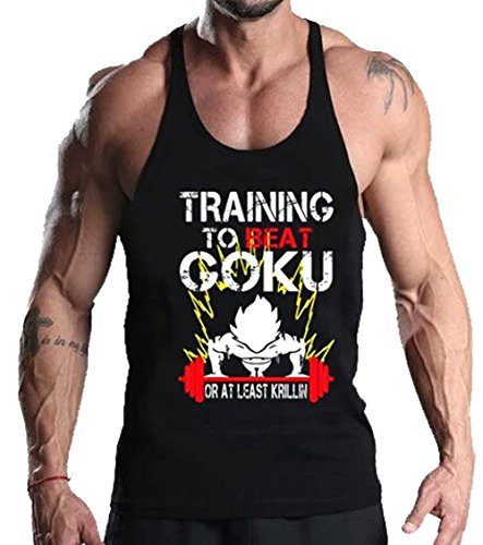 A. M. Sport Camiseta de Tirantes Deportiva Fitness de Hombre para el Gym y Entrenamientos de Alta Intensidad, como Crossfit y Pesas. (Goku) - M