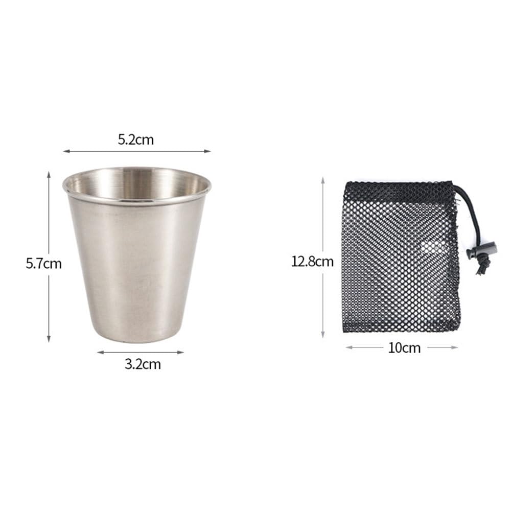 Amosfun Edelstahl Schnapsbecher 50Ml Set 4 Stück Kleine Tragbare Weingläser Für Camping Outdoor Mit Aufbewahrungstasche Stapelbar Geruchsfreie Trinkbecher