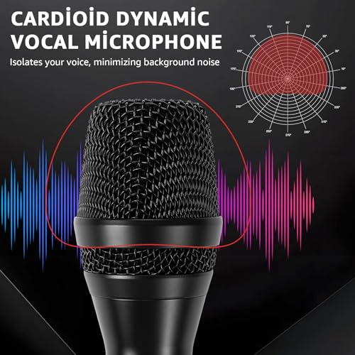 Wired Microphone for Singing,Professional Vocal Dynamic Handheld Karaoke,Cardioid Studio Mic,16.4 ft XLR & 6.35 MM with On and Off Switch, for Speakers/Mixer/Machine/Amp/Speech/Karaoke and Outdoors - Image 4