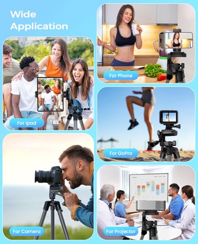 Image of MACTREM 67 inch Tripod Stand for iPad iPhone Tablet Camera with 2 in 1 Mount & Wireless Remote, Aluminum Extendable Phone Tripod for Video Recording /Selfies /Live Stream /Vlogging (Grey)