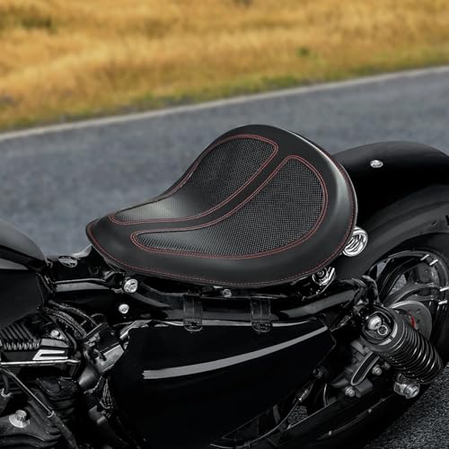 Asiento monoplaza para Harley Sportster XL de cuero sintético denso y resortes 02BK 5
