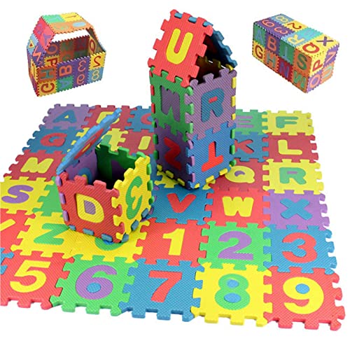 Alfombra Puzzle para Niños,36 Piezas Puzzle Alfombra Bebé,Alfombrilla Goma Espuma Suave Eva Alfombras de Numeros y Letras (A Z) para Bebé Ideal
