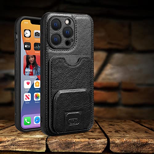 Béquille invisible et fente pour cartes sur cet étui en cuir pour iPhone 13 Pro