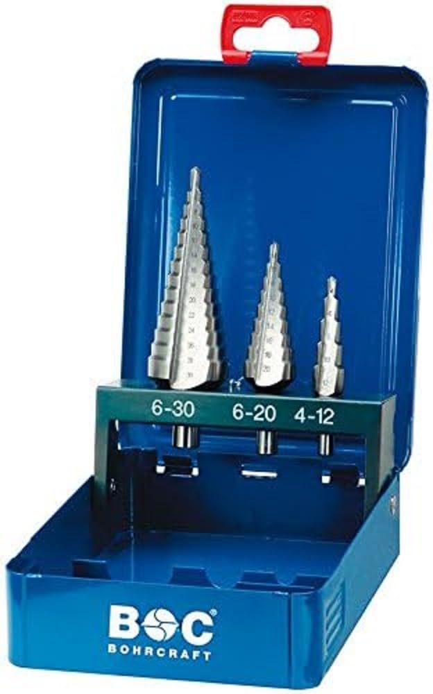 Bohrcraft Jg. brocas escalonadas HSS, caja metálica // # 1-2A - 3A / 3-uds.