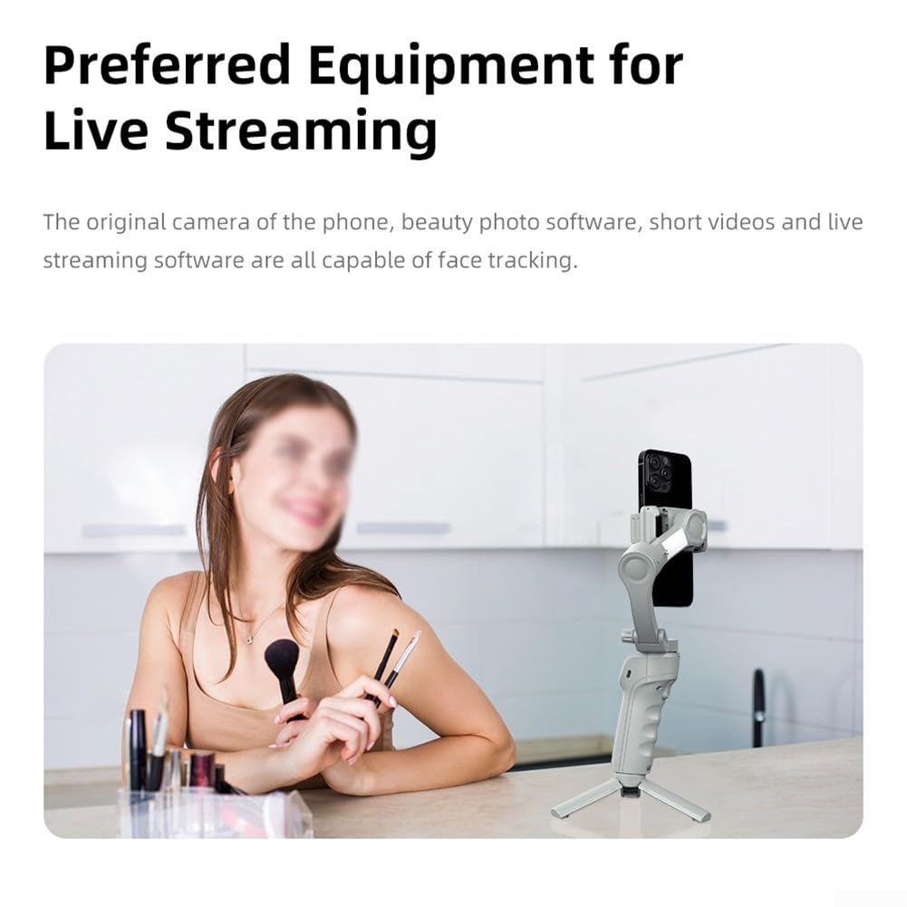 Gimbal inteligente de 3 ejes para smartphone con seguimiento facial | Trípode de luz de llenado | Interruptor horizontal vertical con un solo clic | Agarre ergonómico a dos manos para