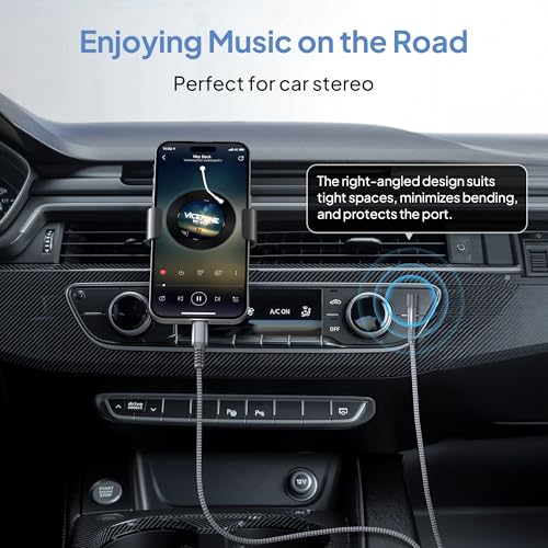 Image of Elebase for iPhone 17 USB C Aux Cable 6FT,Type C to Right Angle 3.5MM Jack Audio Adapter Auxiliary Cord 90 Degree for Car,Pixel 10 9 8,iPhone 15 16 Pro Max,iPad 10,Mini 6 7,Air 4 5,Samsung A36 A26