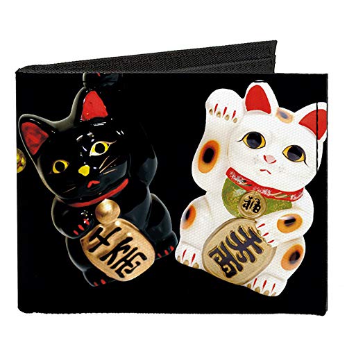 Buckle-Down Men's Standard Canvas Bifold Wallet Lucky Cats, 4.0