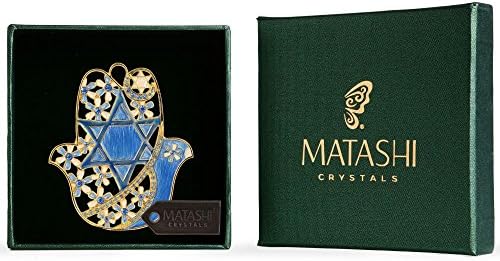 Matashi Hanging Hamsa Wall Decor Ornament with Crystals (Pewter) Decoration Good Luck Home Decor Jewish Wall Mounted Art Hanging Pendant Charm Spiritual Gift for Holiday Festival(Star of David)