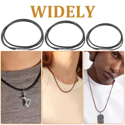 QOWUXHZ 6 Stück Lederkette Herren Lederband Verkürzbar Schwarz Und Braun Unisex Halskette Für Anhänger Breite 1.5 Mm Länge 40/45/50Cm