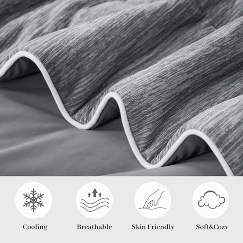 Image of Cooling Comforter Blanket for Hot Sleepers, Twin, Heather Charcoal Grey | All-season Bedding, Reversible Cool-to-touch Fabric, Q-Max > 0.45, Lightweight, Breathable, Machine Washable