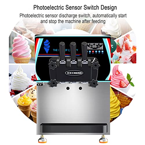 Kommerzielle Desktop-Eismaschine,Softeismaschine Mit 3 Geschmacksrichtungen,Frozen Yogurt Maker Mit LED-Anzeige Und… – Bild 3