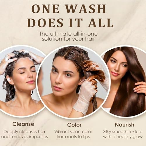 Hair Dye Shampoo 3 en 1, color cereza marrón 16.9 Fl Oz miniatura 5