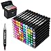 AOMEES Textmarker 80 Farben Permanent Marker Set Doppelspitzen Touch Filzstifte mit und Tragetasche