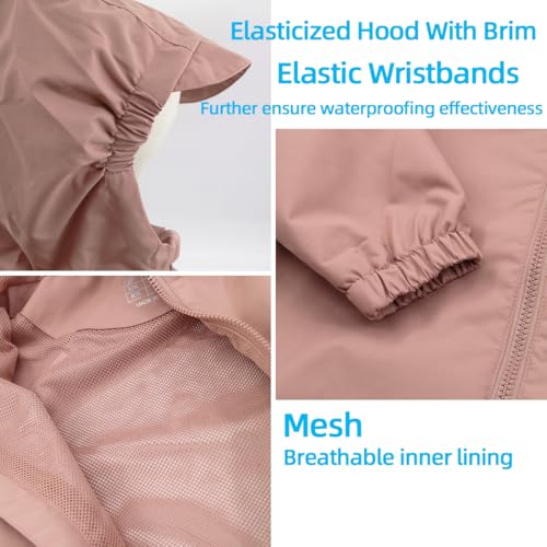 Kids Rain Jacket Boys Girls Lightweight Waterproof Hooded Coat4