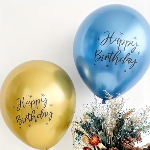 Image of Metal Happy Birthday Balloons Colorful Metallic Decorative Balloons Birthday Party Decor Room Decor House Decor For Wedding Birthday Anniversary Graduation Party Decorations Supplies