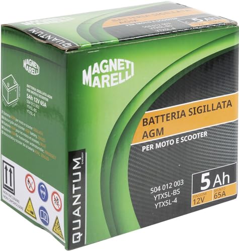 Quantum Energy Magneti Marelli Batteria Moto E Scooter Tecnologia 5AH 12V 65A Agm Sigillata Polo Positivo Destro - 8