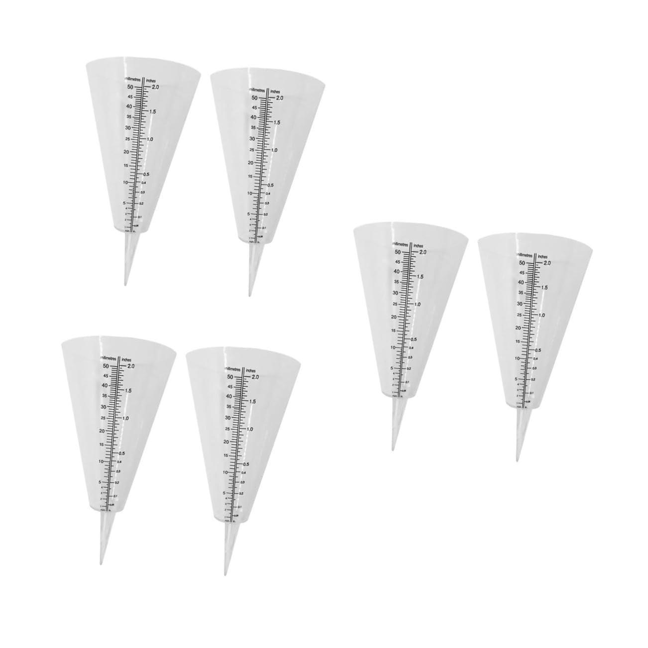6 Pz Coppa Della Pioggia Misurino Porta Pluviometro Conico Strumento Di Misurazione Dell'acqua Tubo Di Pioggia Chiaro Pluviometro a Tubo Per Esterno Plastica Bianca