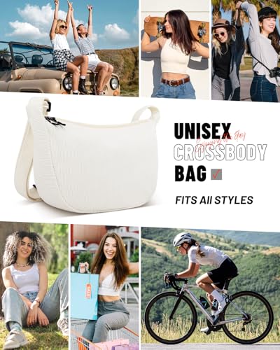 Image of Crossbody Crescent Bag for Women Men Trendy, Crescent Sling Bag with Adjustable Strap, 2 Zippers Lightweight