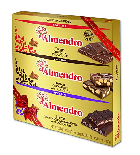 El Almendro Turron Chocolate Variety Gift Pack - 3 Bars: Chocolate With Almonds + Crunchy Chocolate  - //coolthings.us