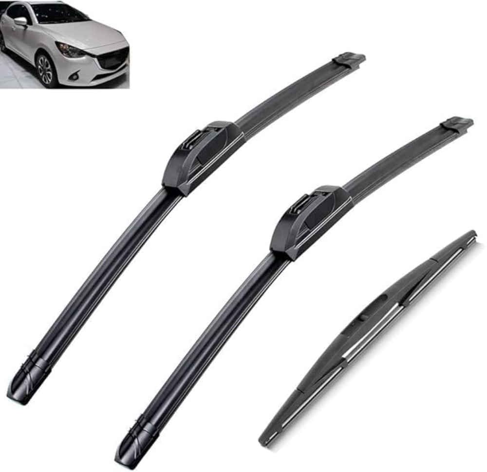 NYSLDSCO Premium Exact Fit Windscreen Wiper Blades for Mazda 2 Demio DJ DL 2014-2022 2023 Durable Natural Rubber Easy Fit for a Quiet and Streak Free Wipe