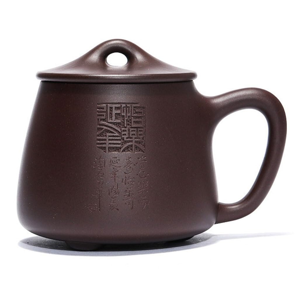 Kubki Matcha Fioletowy kubek z piaskiem 420 ml Ręcznie grawerowany kubek do herbaty z pokrywką Zestaw do herbaty Kung Fu Chiński kubek do herbaty zestaw do herbaty z zaparzaczem