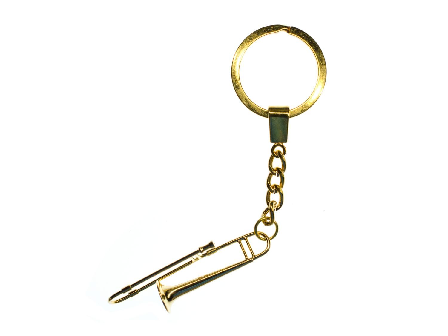 Miniblings Trombone Bones Key Ring Chain Box Musicians Gold Plated Jazz
