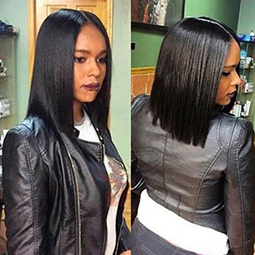 Doren U Part Wig For Black Women 150% Density Short Bob U Opening 1x4 Middle Parting Virgin Brazilian Human Hair Wigs Natural Color 10 Inches