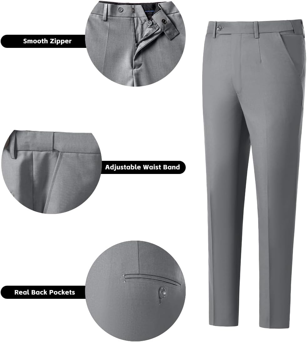 Mens 3 Piece Slim Fit Suit Set, Double Breasted Blazer Vest Pants Business Tuxedo Dress - Image 7