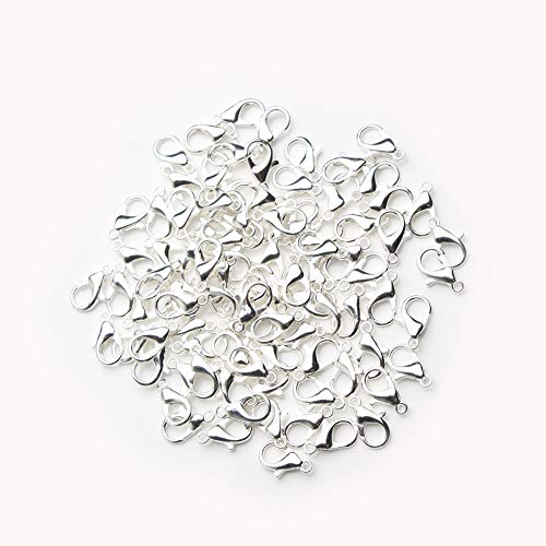 Song Xi 100pcs Silver Plated Lobster Clasps 12x6mm Lobster Claw Clasps Jewelry Making Findings