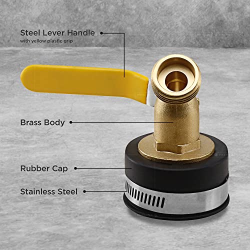 Image of Midline Valve XUD112-5 Sillcock Hose Ball Valve with Lever HANDLE for Testing and Draining; 1-1 /2 in.; Rubber Cap with Stainless Steel Band and Clamp (5 Pack)