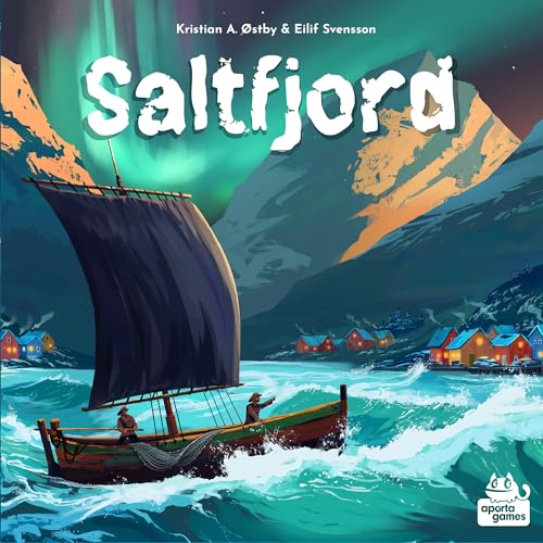 Image of Saltfjord Board Game - Dice Drafting, Fishing and Village Expansion Strategy Game Set in 19th Century Norway, Ages 14+, 1-4 Players, 60 Minute Playtime, Made by Aporta Games