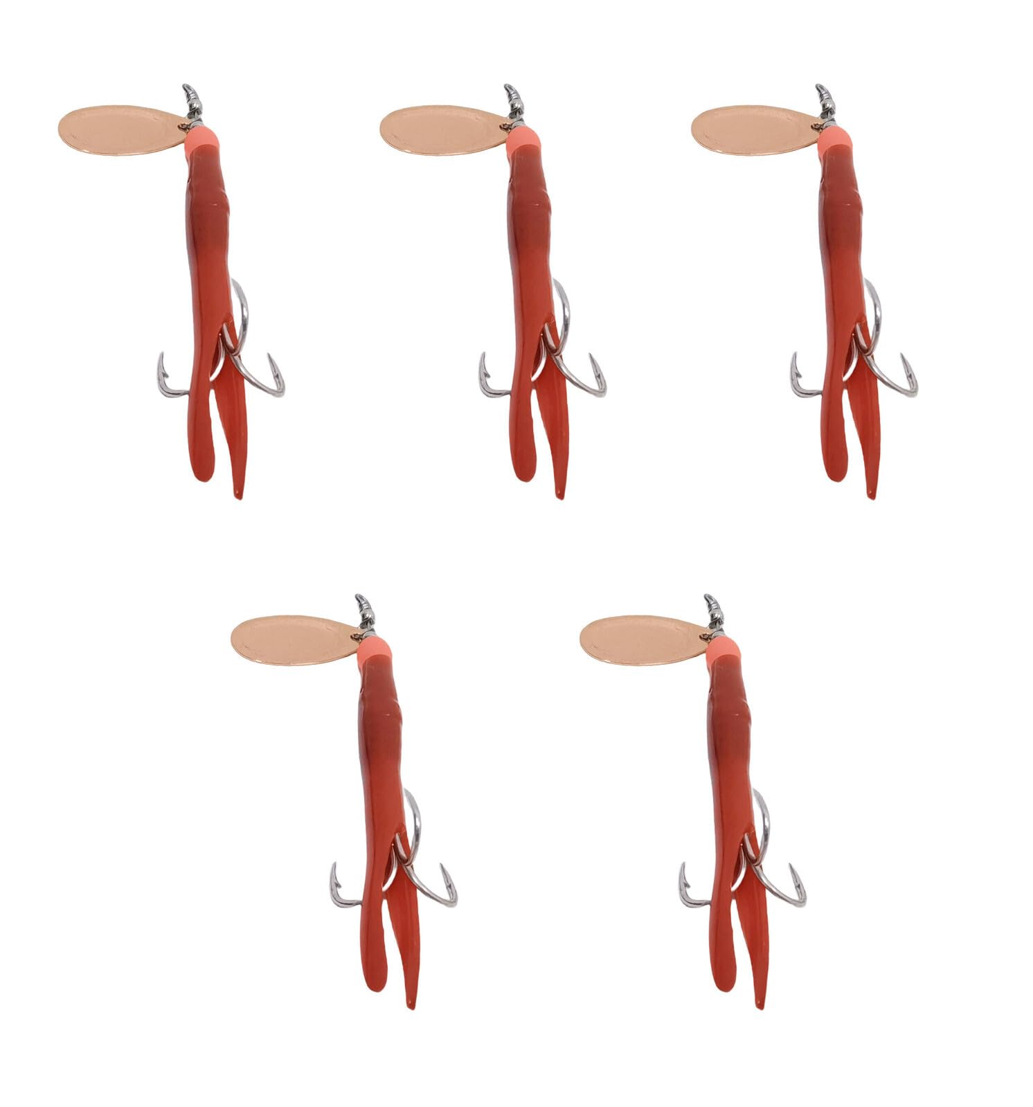 5 Pack Salmon Spinner Lure Flying C Yellow Black 15 g 20 Gram Cooper Spoon Lures Bass Pike Red Yellow Black Copper Rubber Brass Spoon Sea Trout Bullet Prawn Imitation Bait (5pc Red 20g)
