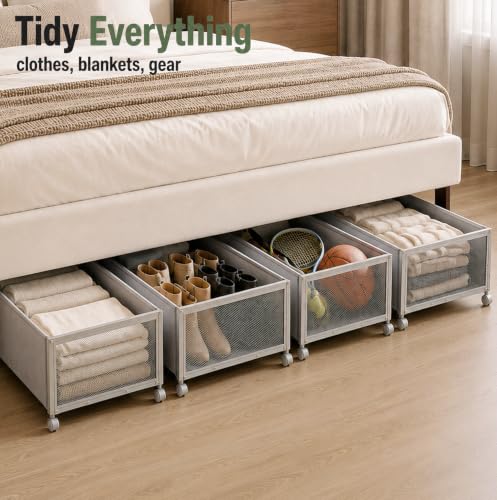 Image of Fokyfok 2Pack Under Bed Storage Containers,12 inch Height,31 inch Long