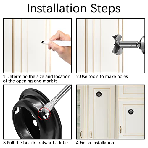 Piutouyar 20Pcs 53Mm/2" Air Vents Round Soffit Vents, Stainless Steel Circular Soffit Vent Mesh Hole Louver For Kitchen, Bathroom, Cabinet And Wardrobe (Black) #TOP5