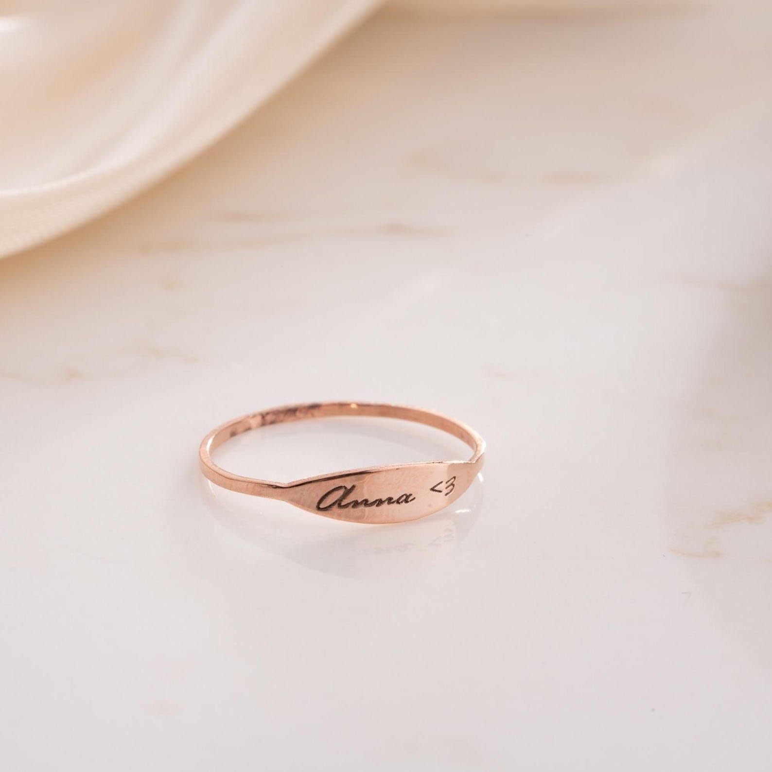 Sterlingsilber 925 Namensring individuell Datum Eingraviert Andenken filigran Schmuck für Erinnerung